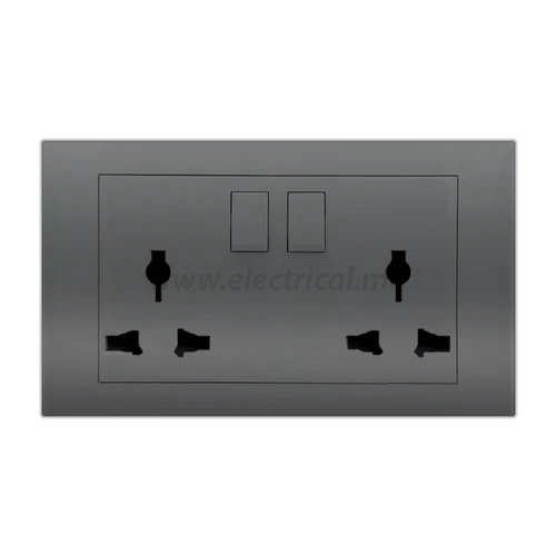 Switched Multi - Socket 13A FC406MSH - 2 Gang, Grey - Elite Elagance