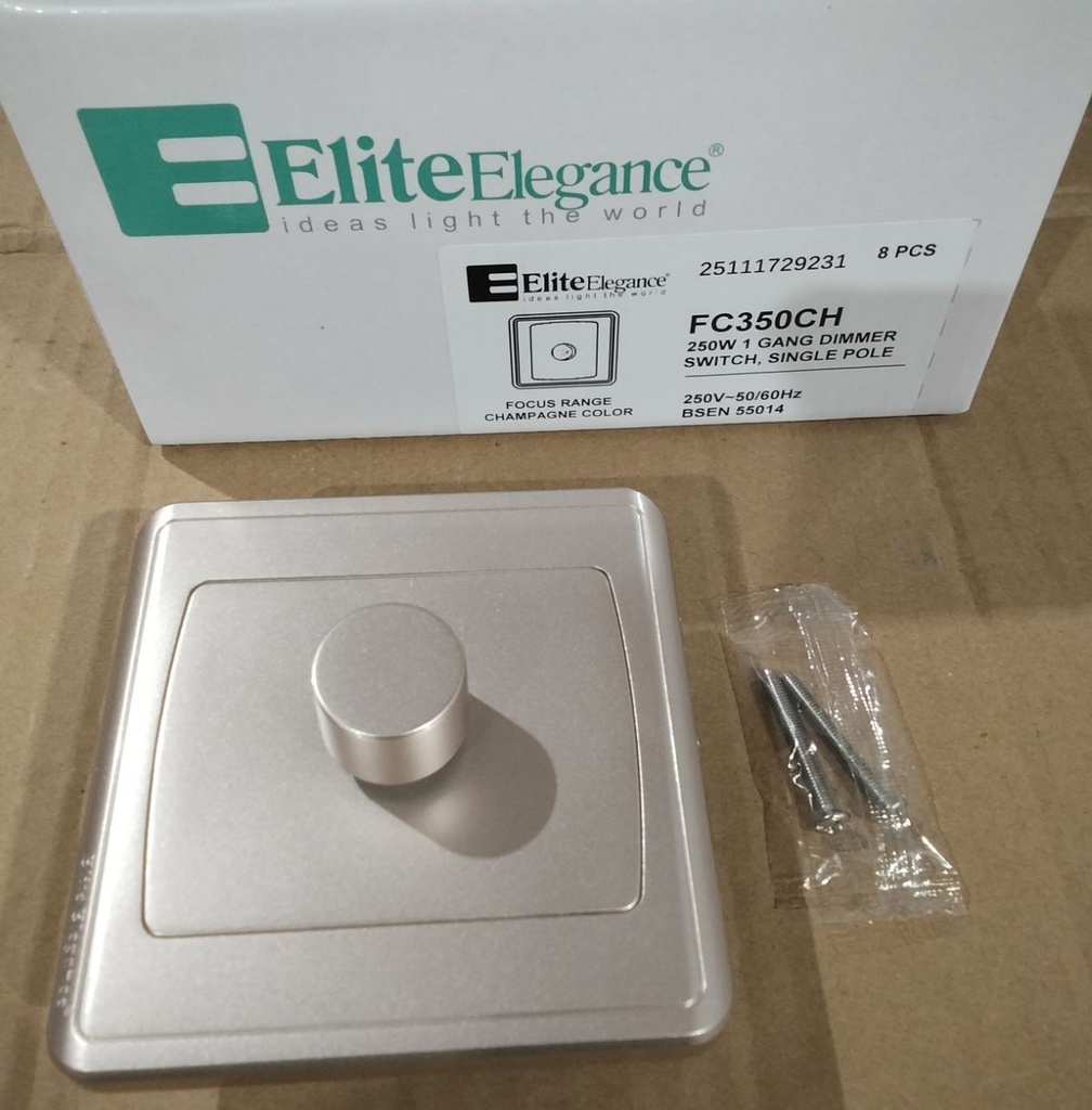 Dimmer Switch FC350CH - 1 Gang 250W, Champagne - Elite Elegance