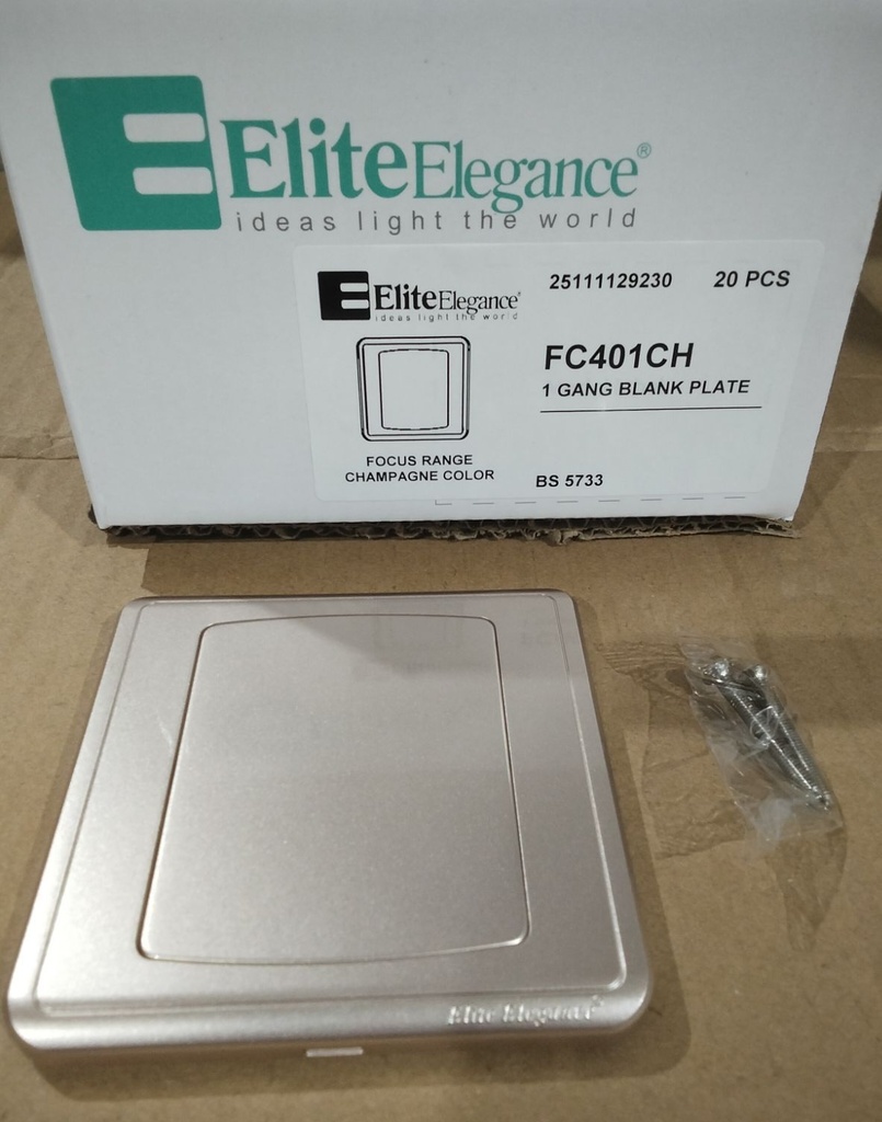 Blank Plate FC401CH - 1 Gang, Champagne - Elite Elegance