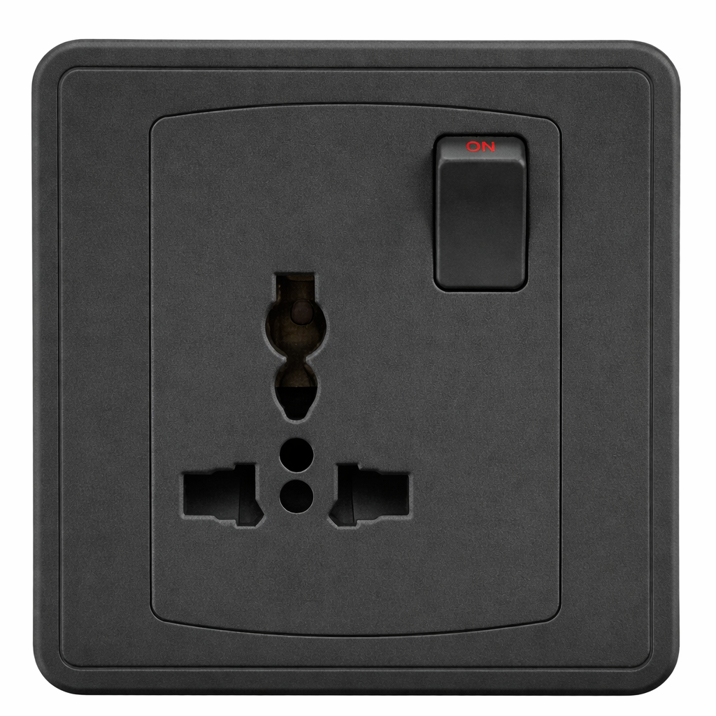 Switch Multi - Socket 13A FC405MBK - 1 Gang, Black