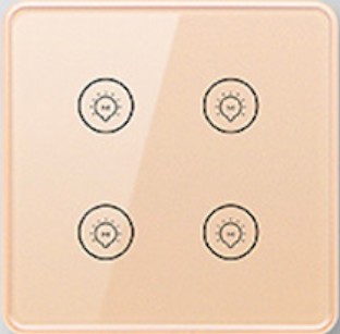 Tuya Smart Touch Switch - 4 Gang Gold