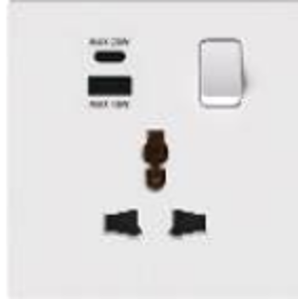 EliteElegance- Multi Function Socket with USB 41686Q (Type A+C), 16A 1 Gang Switched