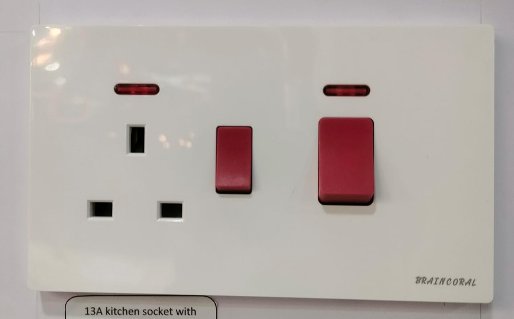 13A kitchen  socket with switch & neon