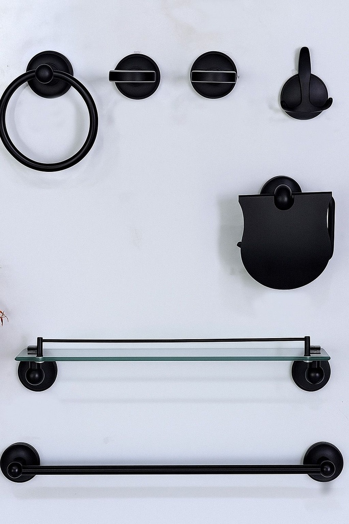 7PCS BIRTHROOM ACCESSORIES SET 
BA-002  BLACK
Box Code: