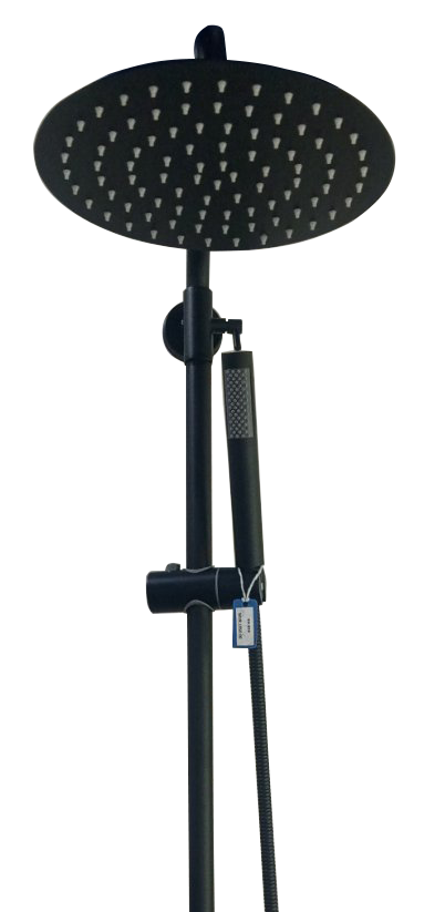 Concealed  set - 2-function SUS304 main body SUS304 shower head 250*250 SUS304 hand shower, SUS201 straight shower pipe 1.5M  SUS304 shower hose - 80404B - Black