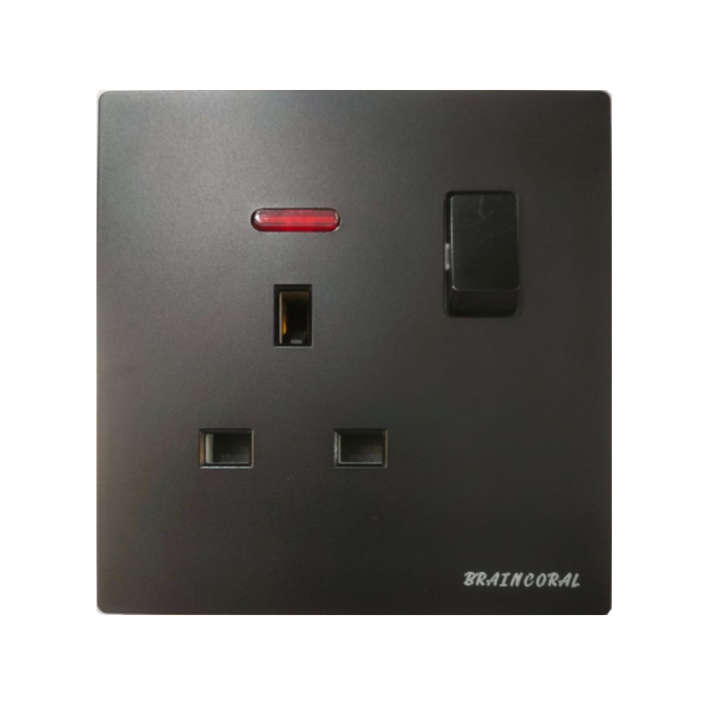 Socket - 13A UK, LK4053 86x86mm 13A250V, Black