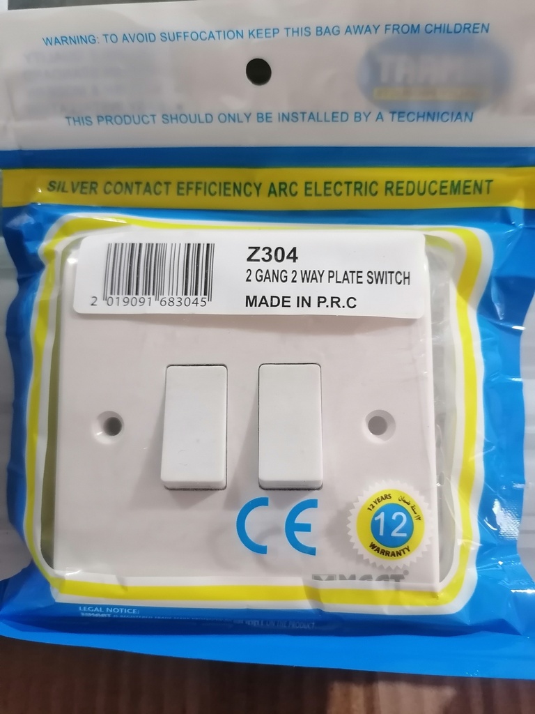 2 GANG 2 WAY SWITCH WHITE
 Box Code:  Z304