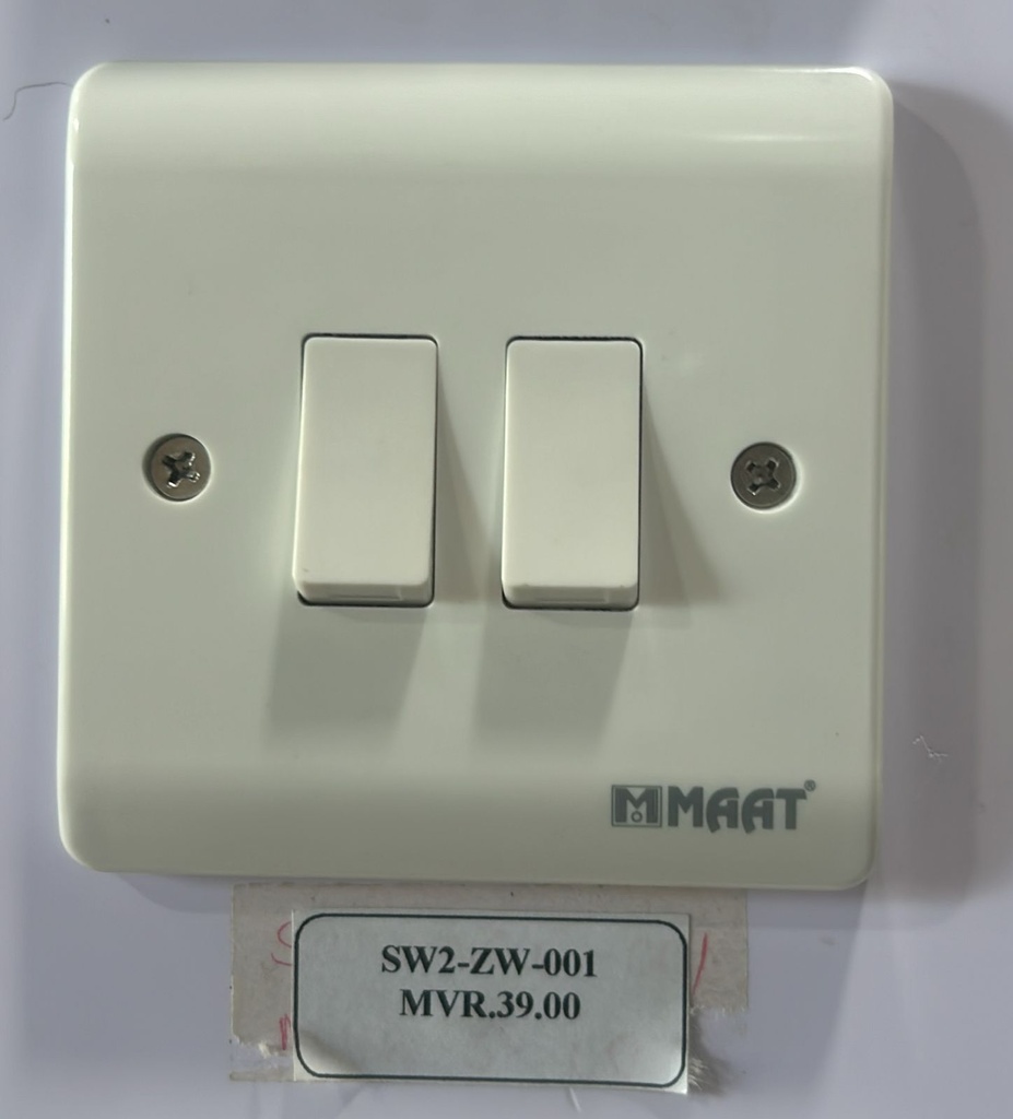 2 GANG 1 WAY SWITCH  WHITE
Box Code: Z303