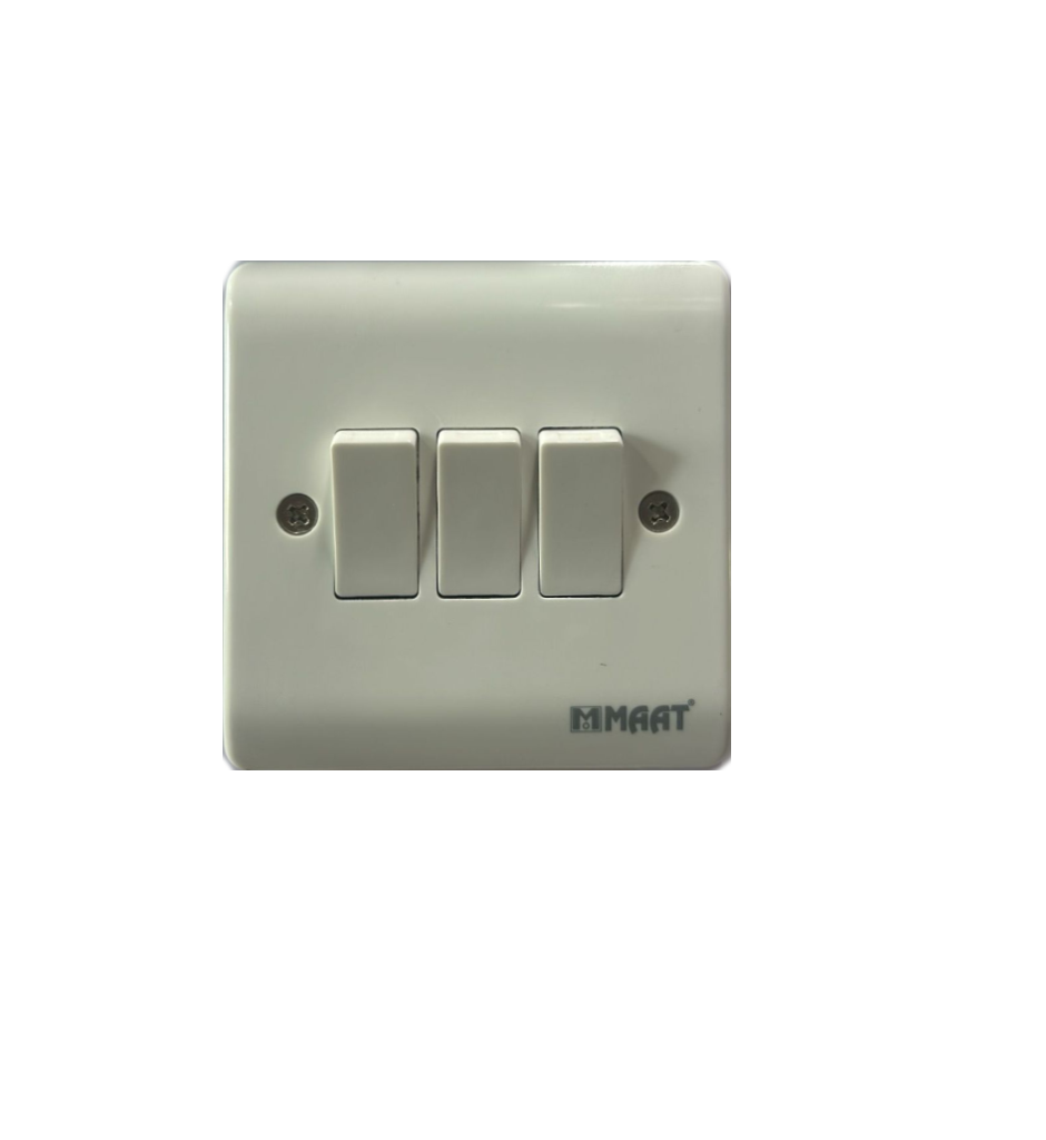 3 GANG 1 WAY SWITCH  WHITE
 Box Code: Z305