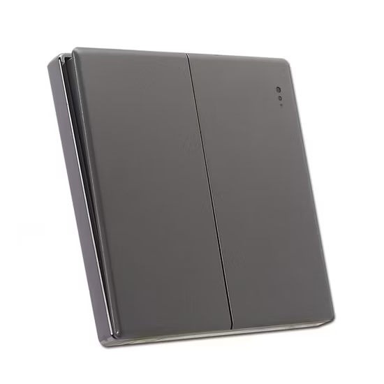 Plate Switch - 2gang 1way D2003 86x86mm 16A250V grey color