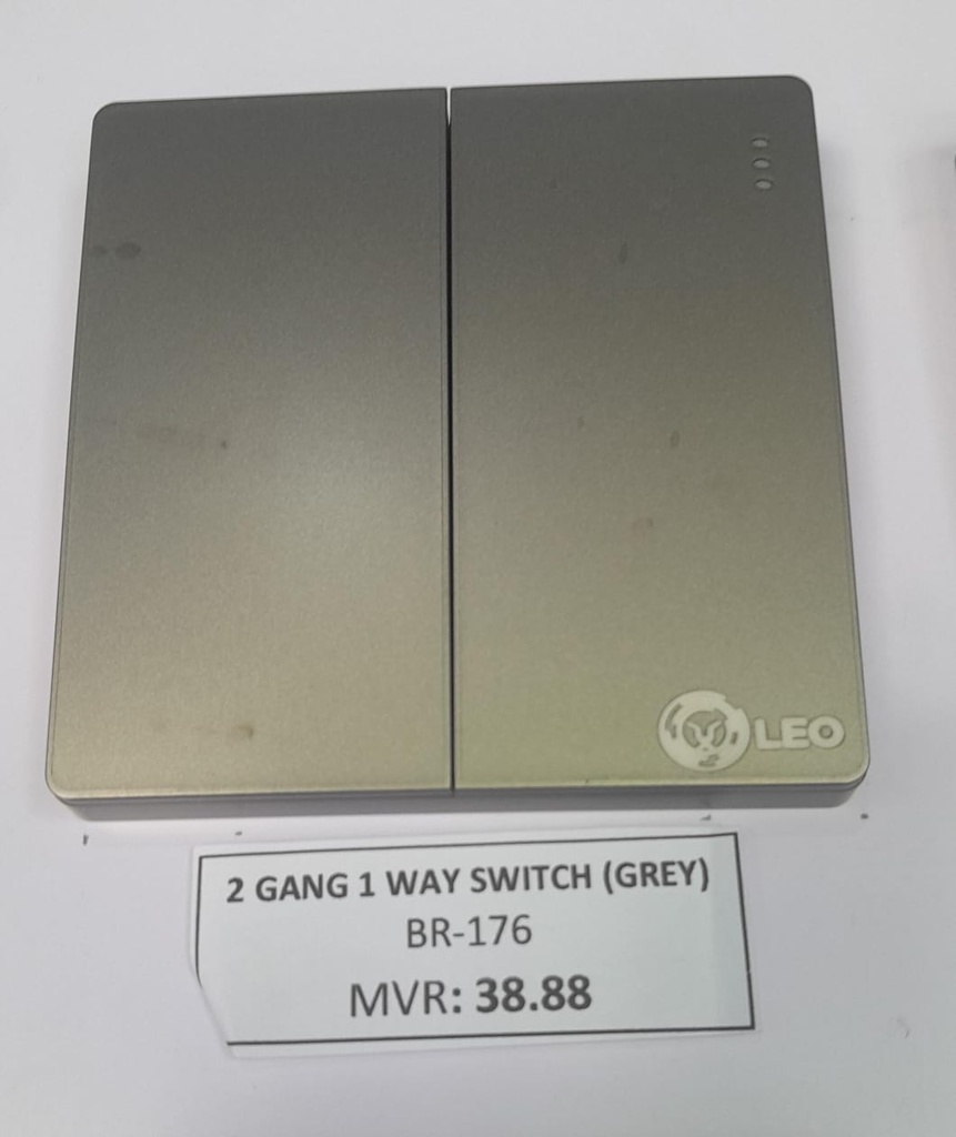 Switch - 2gang 1way D2003 86x86mm 16A250V grey color