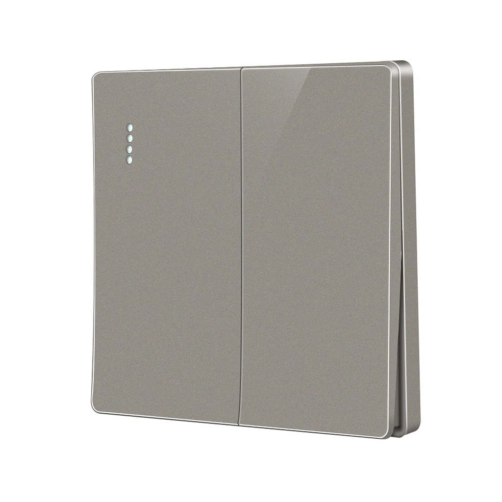 Plate Switch - 2gang 2way D1004 86x86mm 16A250V, Grey color