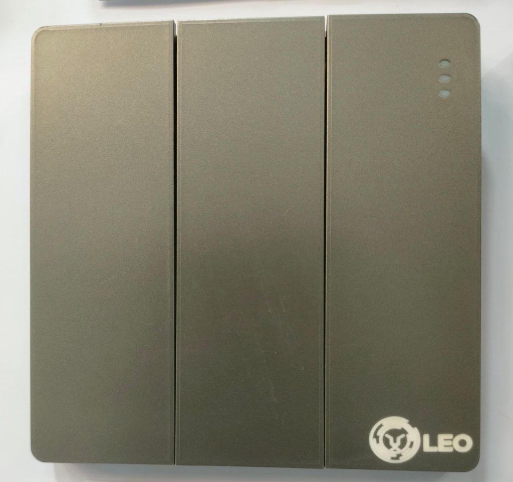 Switch - 3gang 1way D2005, grey color 86x86mm 16A250V