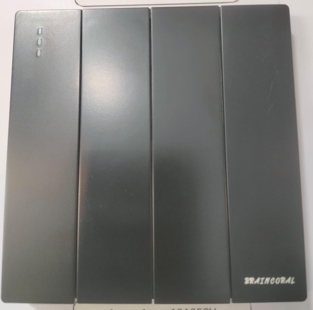 Switch - 4gang 1way LK4007 86x86mm 10A250V, Black