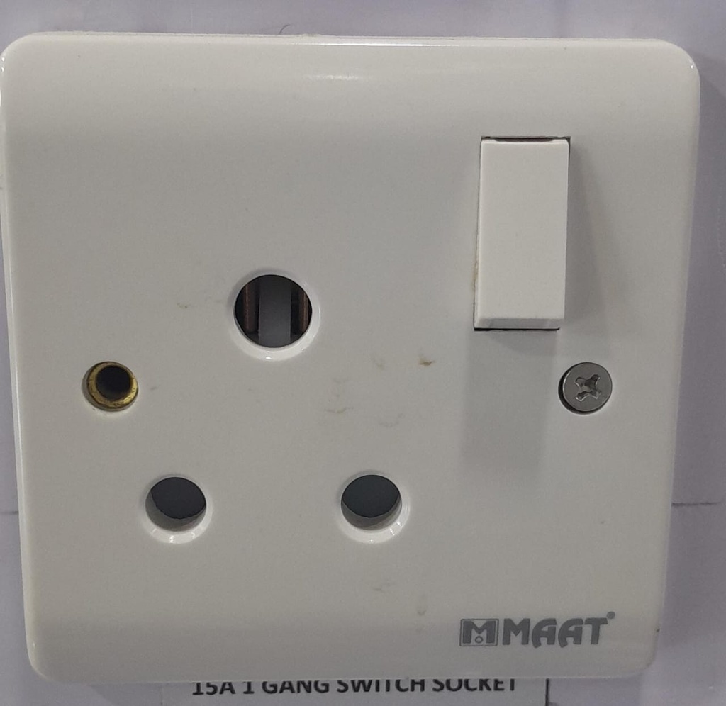 15A 1 GANG SWITCH SOCKET ROUND PIN
Box code:  Z429