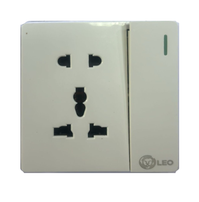 Three Pin - 1gang 1way +2+3pin universal socket D1050, 86x86mm 16A250V