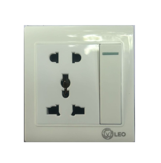 Three Pin - 1gang 1way +2+3pin universal socket LK4050, 86x86mm 13A250V