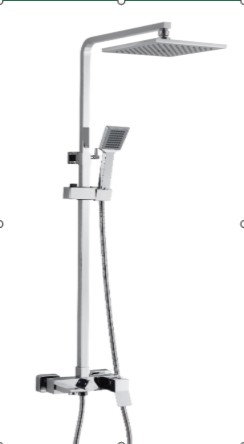 Shower Set - 3-function brass main body with SUS201 straight shower pipe zinc alloy handle, ABS shower head ABS hand shower ABS shower holder, 1.5M SUS304 shower Hose 03562-Chrome