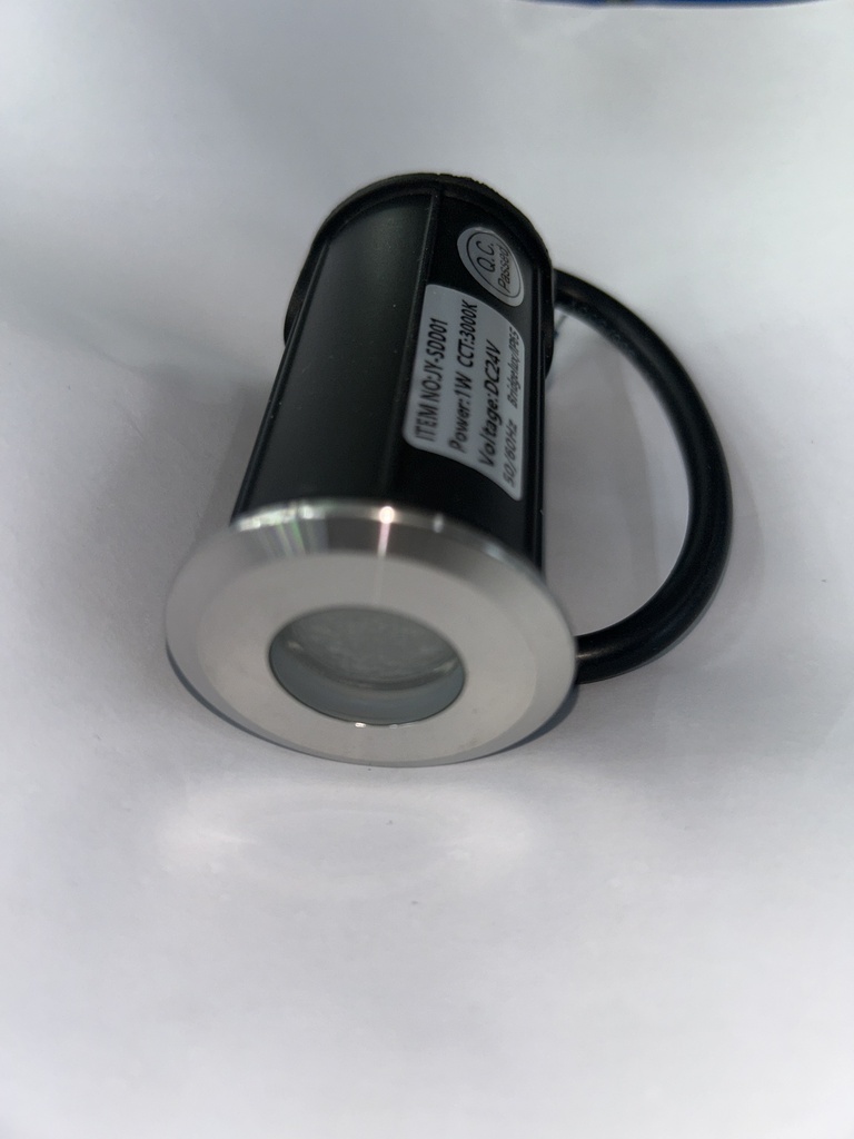 LED：BRIDGELUX JY-SDD01-1W JY-SDD01-1W , Size：Ф42*H44mm Cutting：Ф35mm Power：1W CCT: 3000K Material:    Stainless steel IP68  DC24V
