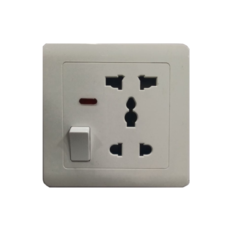 1G 13A 2 & 3Pins Multifunctional Single Pole Switched Socket With Neon White Color
