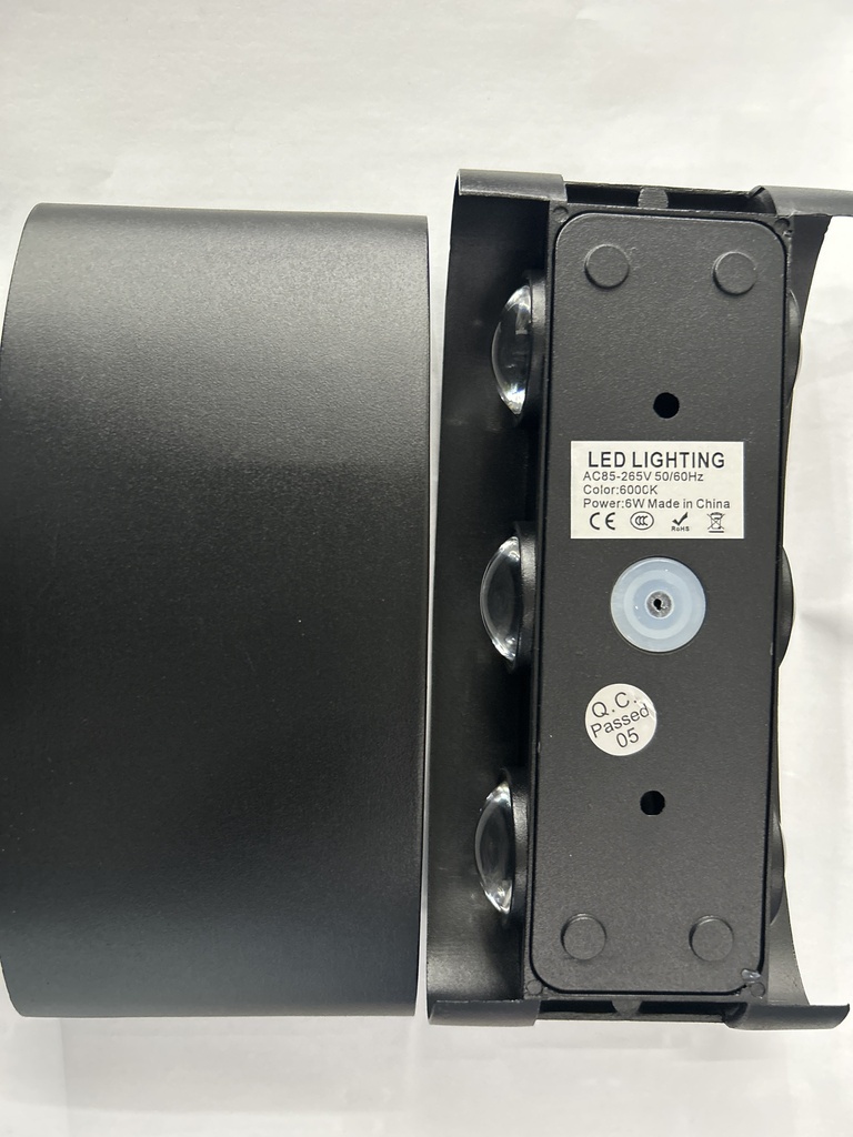 Outdoor light 1042-6#, 6W, 6000K, AC85-265V, Aluminium+PS lens, 170*80*40mm, Black