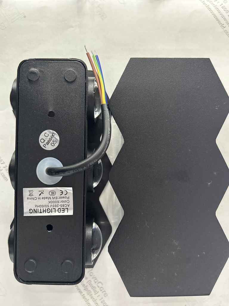 Outdoor light 1109#, 6W, 6000K-8pcs, AC85-265V, Aluminium+PS lens, 160*80*355mm, Black 