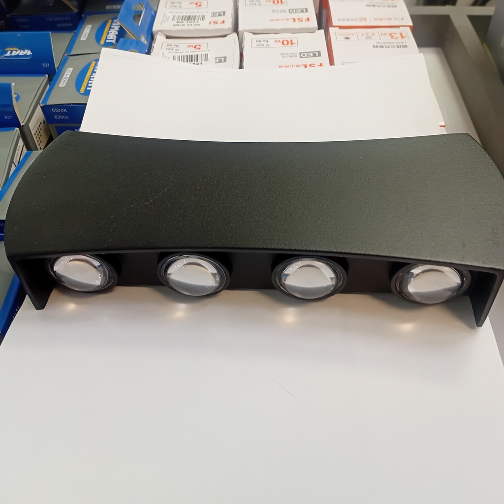 Outdoor light 1112#, 8W, 3000K, AC85-265V, Aluminium+PS lens, 215*82*40mm, Black 