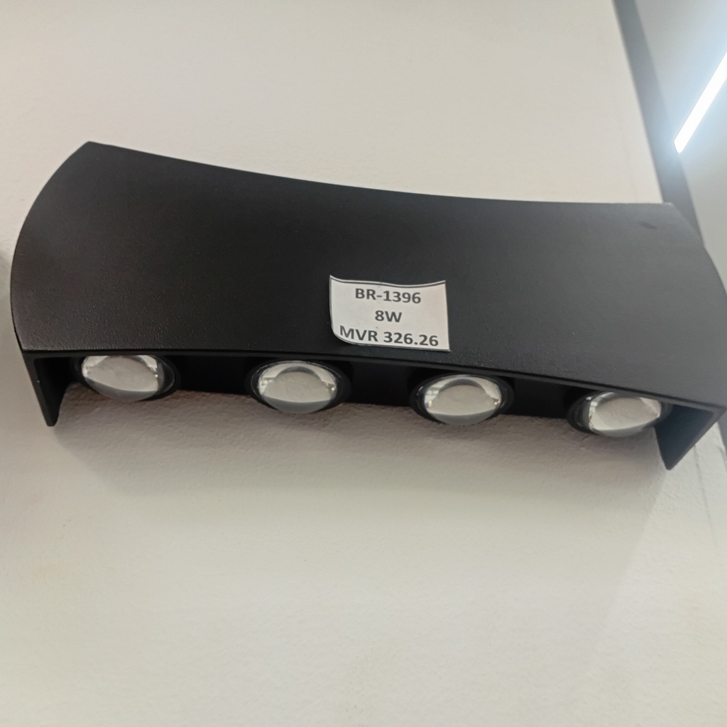 Outdoor light 1112#, 8W, 6000K, AC85-265V, Aluminium+PS lens, 215*82*40mm, Black 