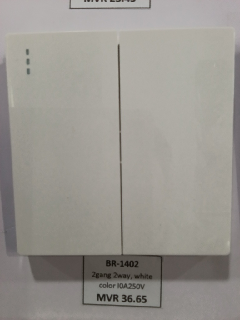 Switch, 2gang 2way, white color 86x86mm I 0A250V