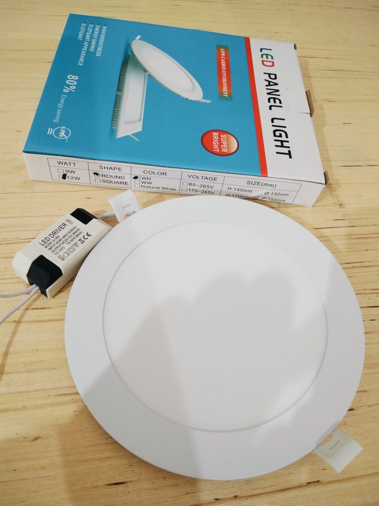 Slim Round Panel, LED, 6500K, 12W, 168mm long