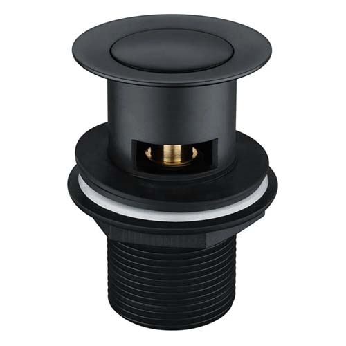 [BR-60] 1 1/4" Matt Black Slotted Push Button Basin Waste with Centre Plug BOX CODE  A3-34