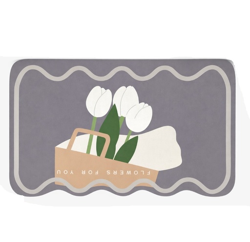 [BR-1070] Floor Rubber Mat 45 X 70MM - Flower Design