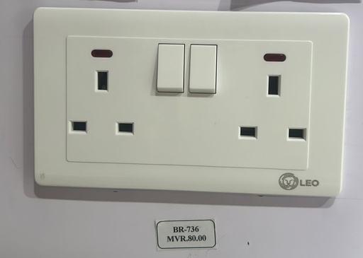 [BR-736] Double 3Pin Socket, LK4057, White