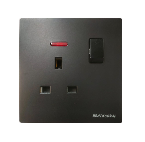 [BR-787] Socket - 13A UK, LK4053 86x86mm 13A250V, Black