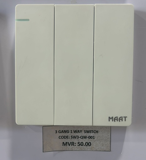 [SW3-QW-001] 3 GANG 1 WAY  SWITCH  WHITE 
Box Code: METQ53Q/1Y