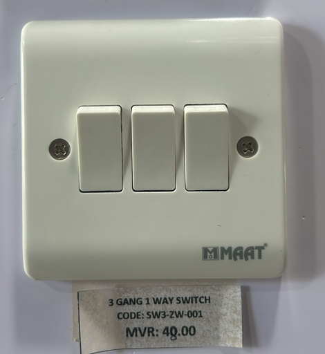 [SW3-ZW-001] 3 GANG 1 WAY SWITCH  WHITE
 Box Code: Z305