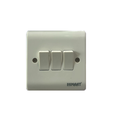 [SW3-ZW-001] 3 GANG 1 WAY SWITCH  WHITE
 Box Code: Z305