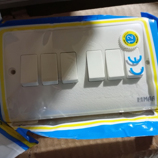 [SW6-ZW-001] 6 GANG 1 WAY SWITCH   WHITE   SW6-ZW-001
Box Code: Z309