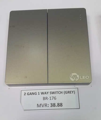 [BR-176] Switch - 2gang 1way D2003 86x86mm 16A250V grey color