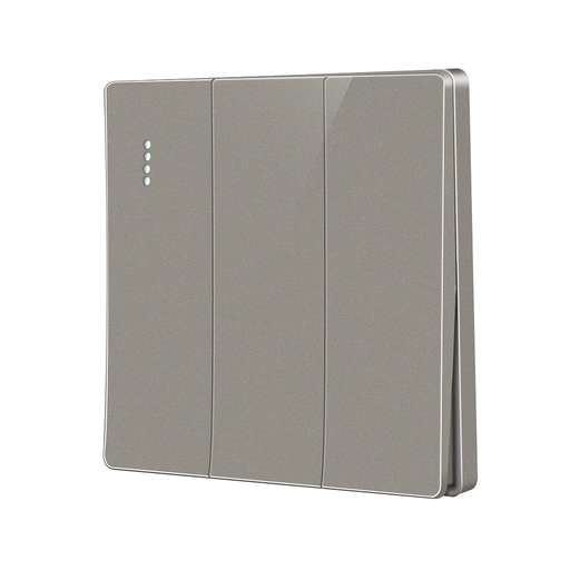 [BR-180] Plate Switch - 3gang 1way D2005, 86x86mm 16A250V - Grey 