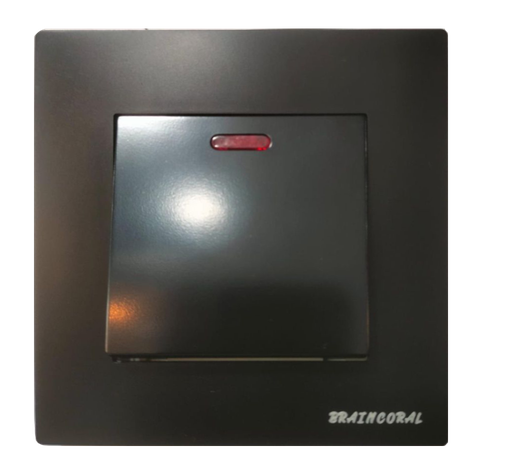 [BR-788] Switch -20A Double pole  LK4040 86x86mm 20A250V, Black