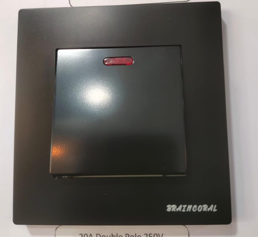 [BR-788] Switch -20A Double pole  LK4040 86x86mm 20A250V, Black