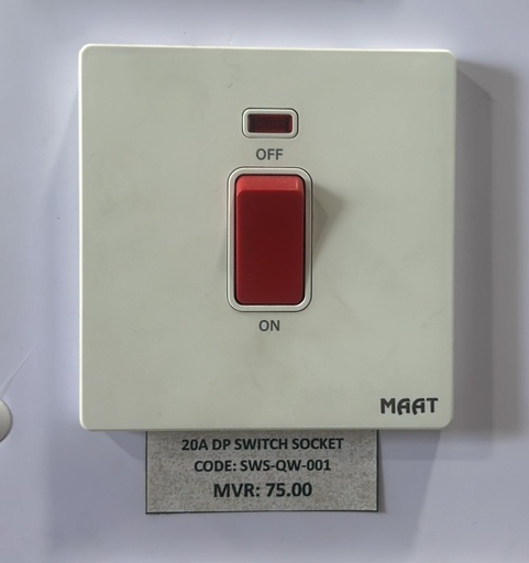 [SWS-QW-001] 20A DP SWITCH SOCKET  WHITE
 Box Code: Z405