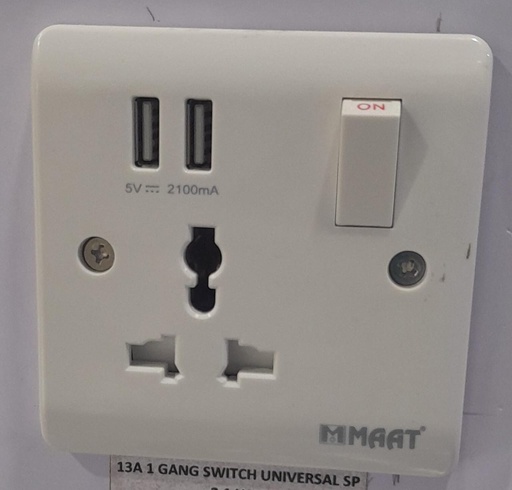 [SWS-ZW-009] 13A 1 GANG SWITCH UNIVERSAL SP 2.1 USB
Box Code: Z769