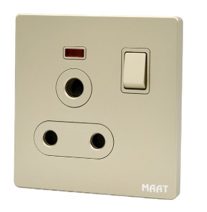 [SWS-QG-005] Switch Round Pin Socket 15A, Q5C1K/3Y - 1 Gang, Gold