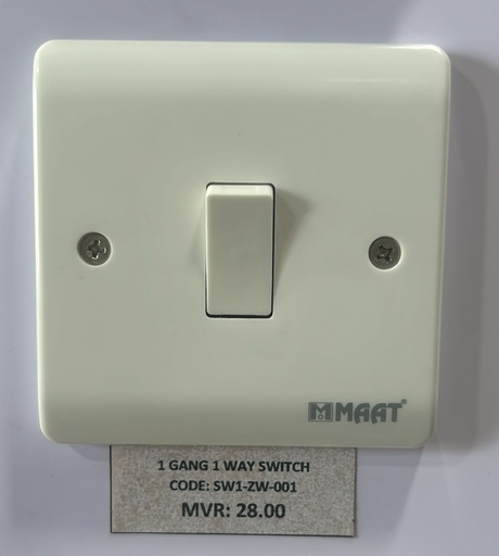[SW1-ZW-001] 1 GANG 1 WAY SWITCH WHITE 
 Box Code: Z301