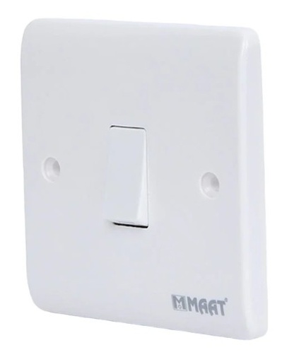 [SW1-ZW-001] Plate Switch Z301 - 1 Gang 1 Way, White - Maat