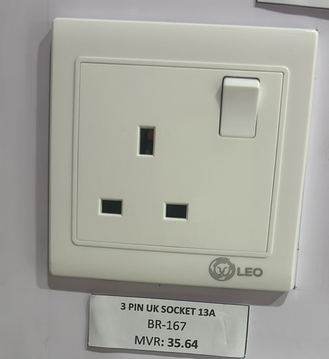 [BR-167] Three Pin - 13A UK socket LK4056, 86x86mm 13A250V
