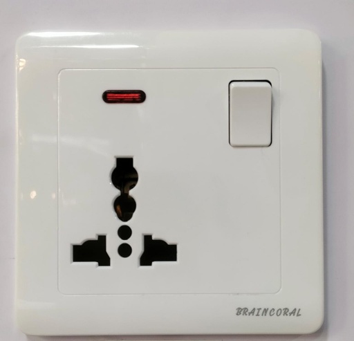[BR-190] Three Pin - 1gang 1way + 3pin universal socket D1047 86x86mm 13A250V