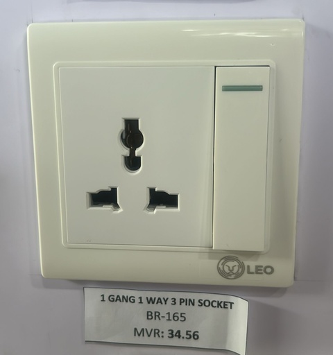 [BR-165] Three Pin - 1gang 1way + 3pin universal socket, LK4047B